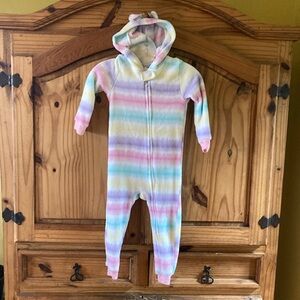 Girls Kidgets pink purple unicorn one piece hooded pajamas - size 4T